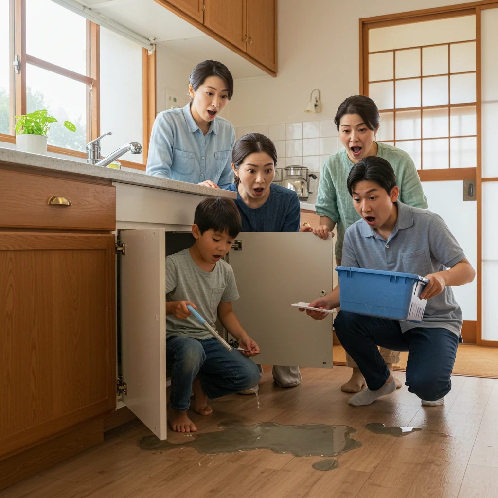 キッチンでの予期せぬ水漏れ