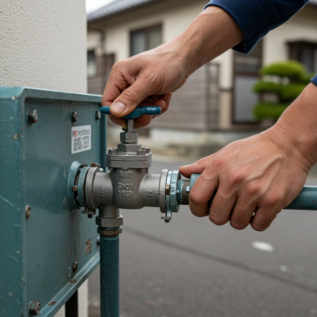 水道の元栓を閉じる