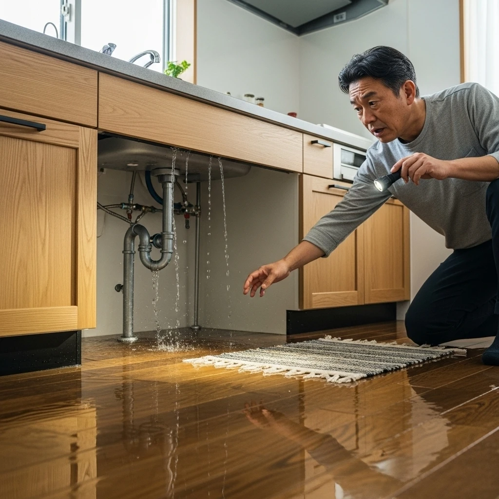 キッチンのシンクでの水漏れ