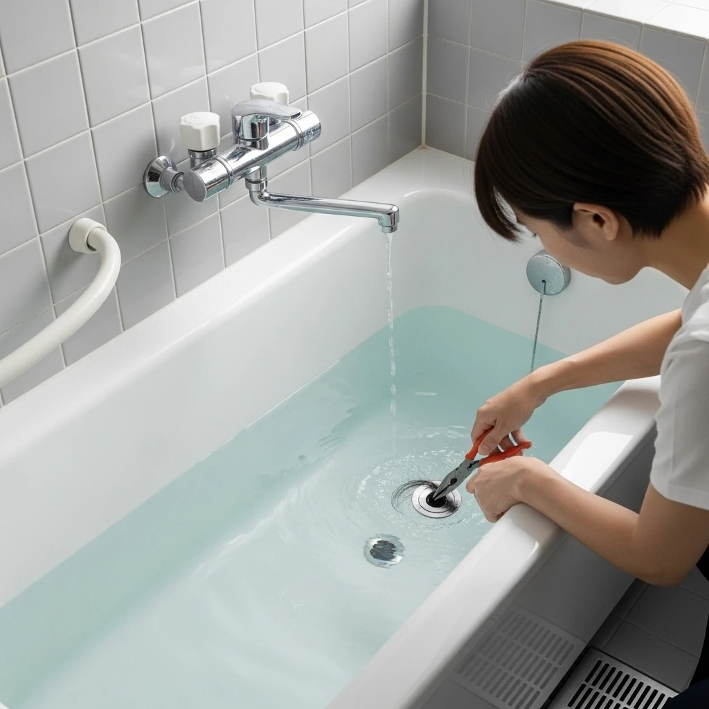 浴室の排水が詰まった時の対処法