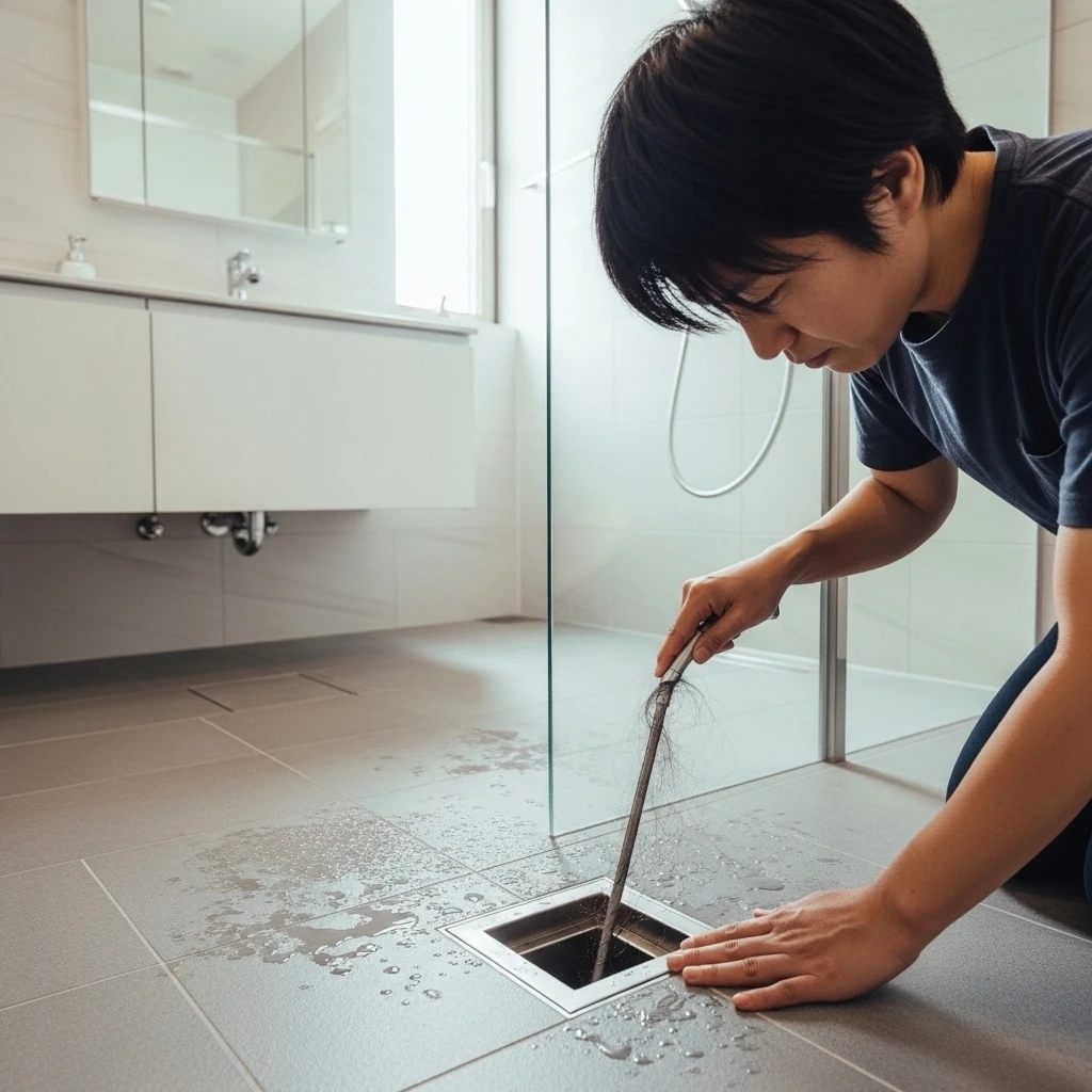 バスルームの排水口詰まり解決法