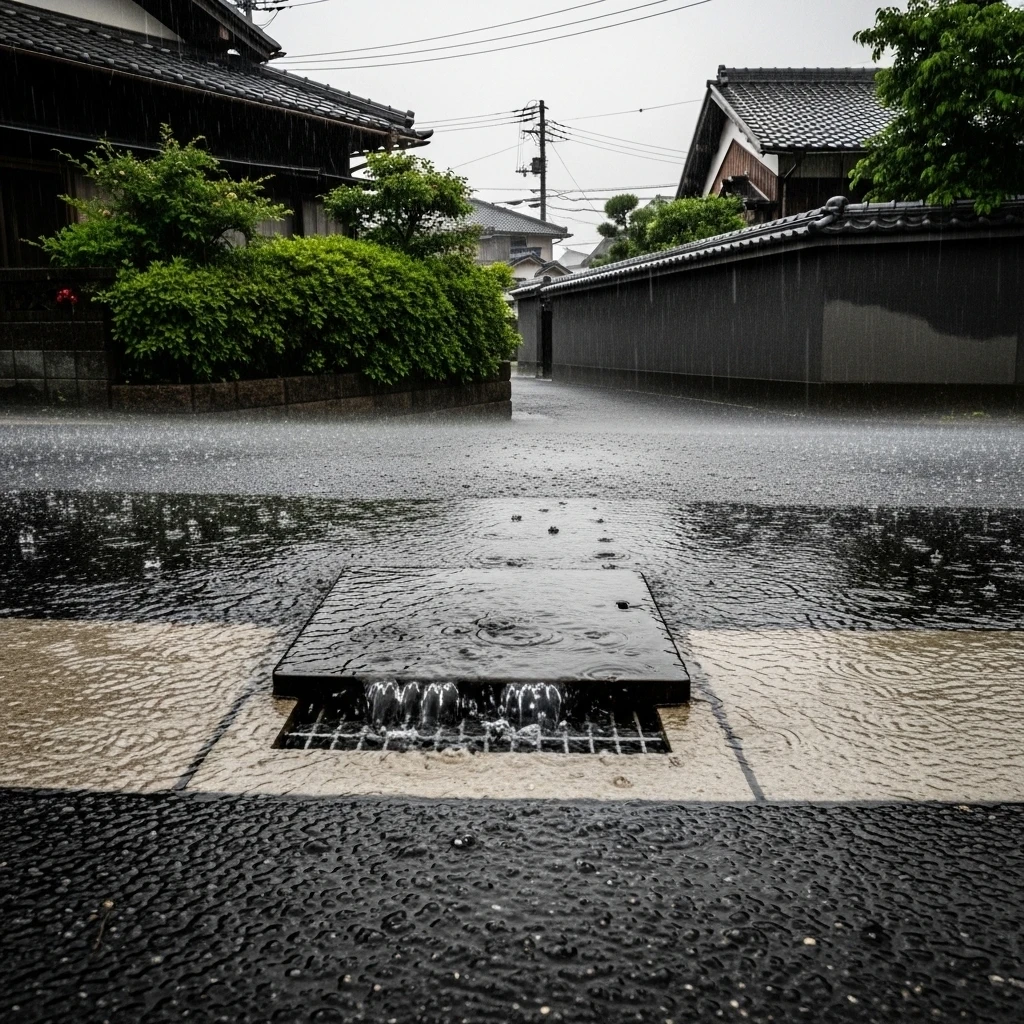「急な雨で排水が追いつかず...」