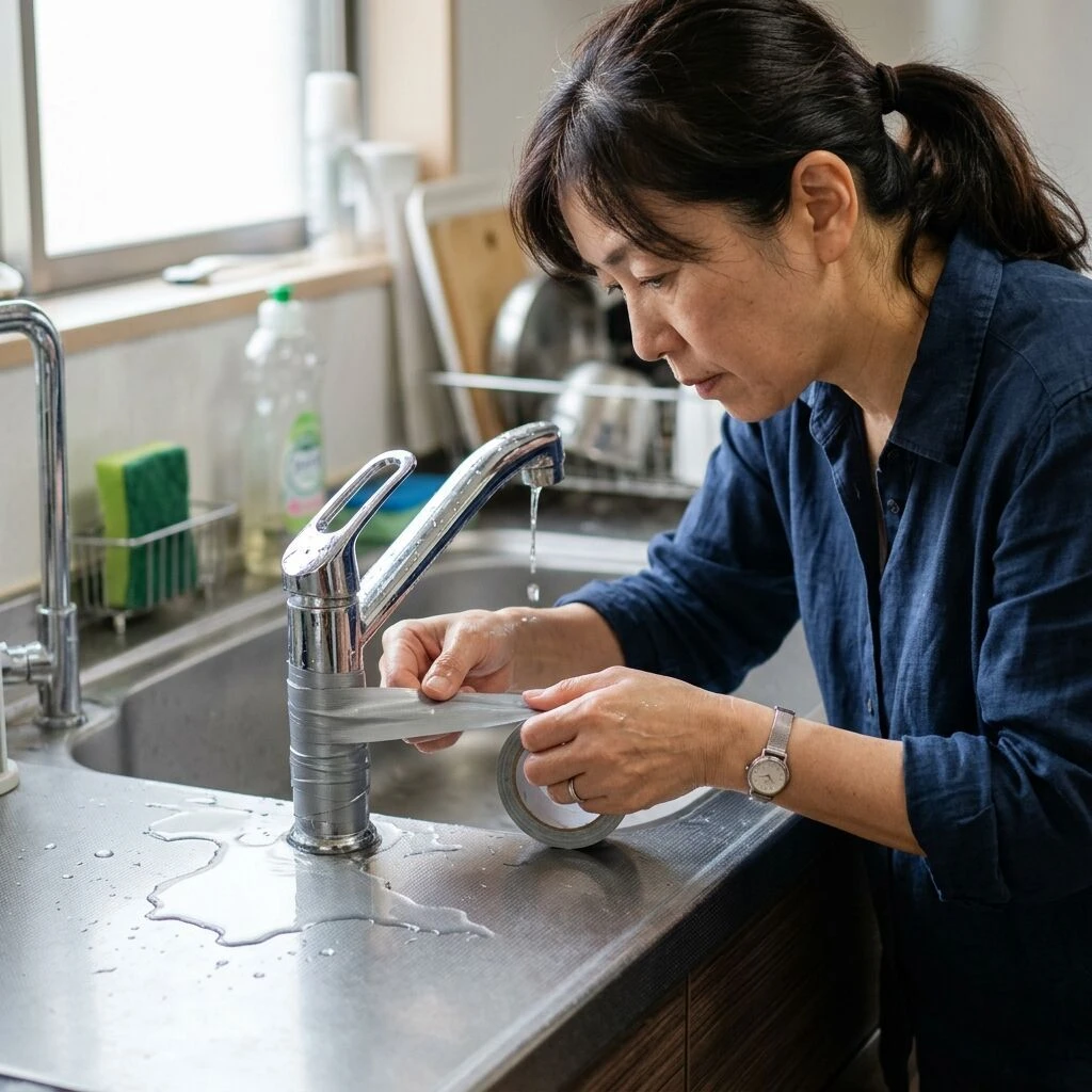 蛇口の水漏れを止める応急処置