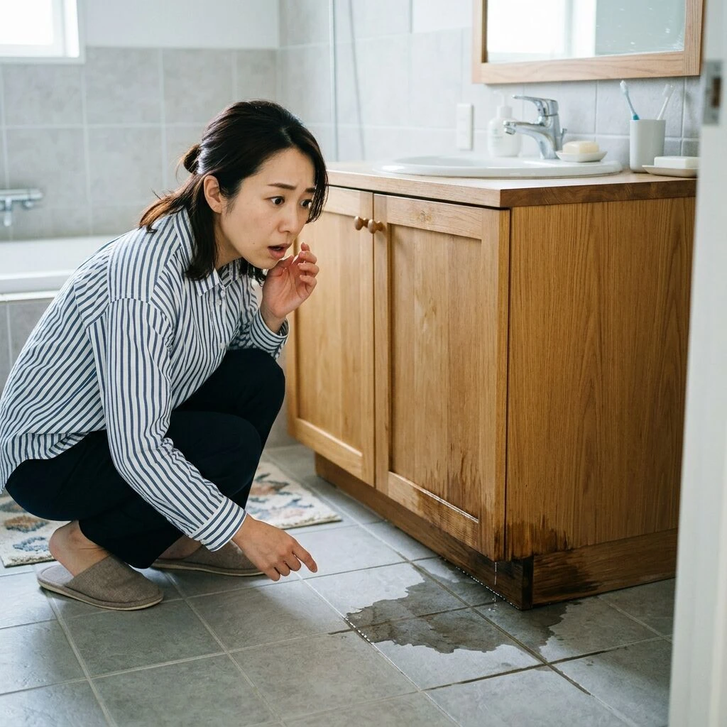 洗面所での水漏れ事例