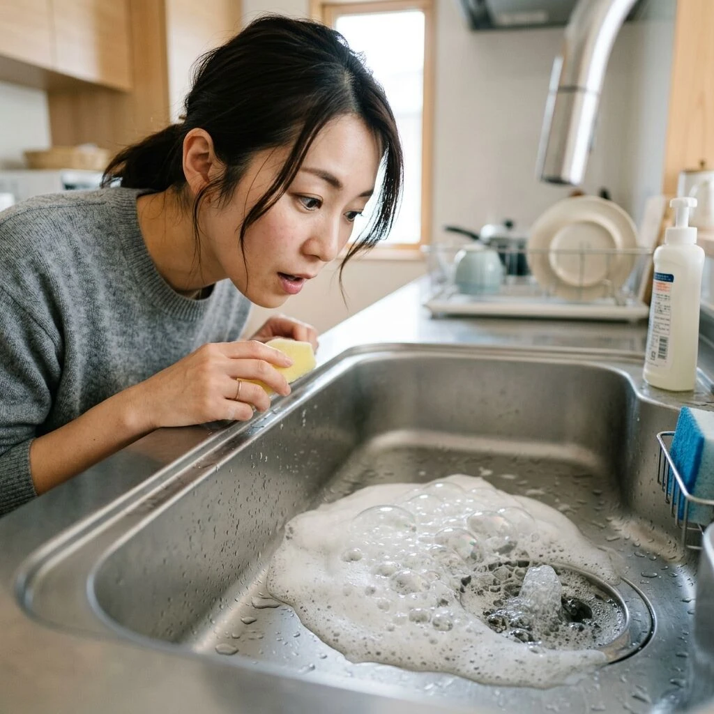 キッチンの排水溝に舞う泡の原因とは？