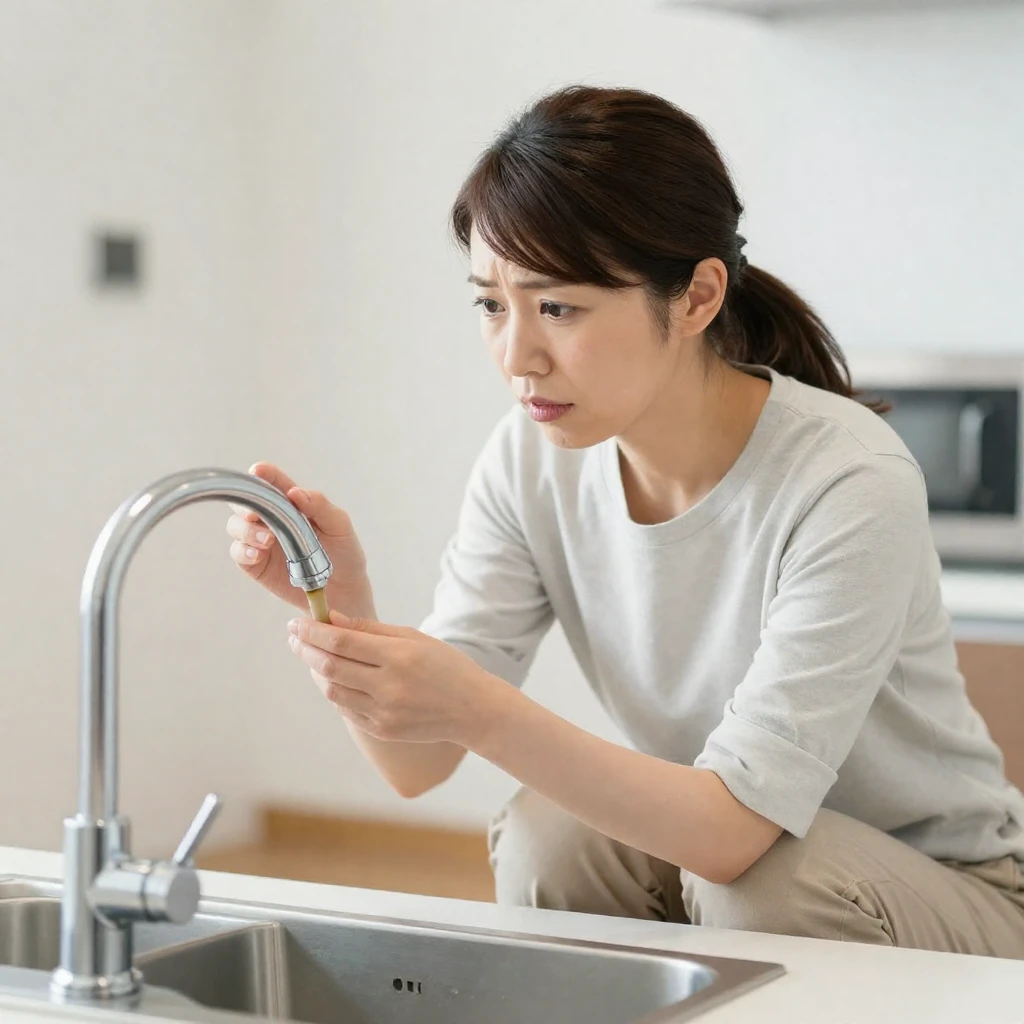 蛇口の水漏れに悩む主婦の一例